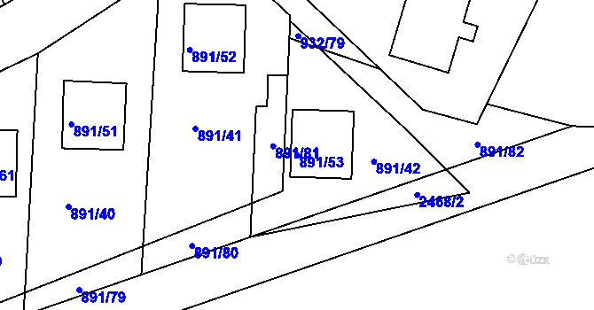 Parcela st. 891/53 v KÚ Jeseník, Katastrální mapa