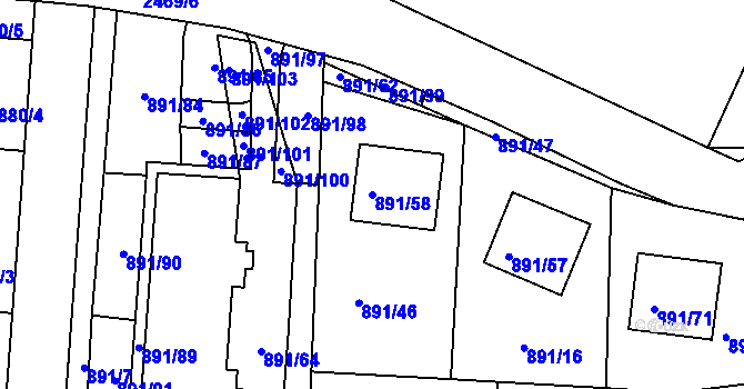 Parcela st. 891/58 v KÚ Jeseník, Katastrální mapa