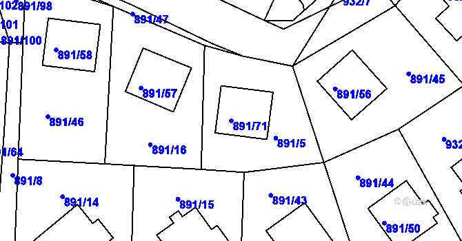 Parcela st. 891/71 v KÚ Jeseník, Katastrální mapa