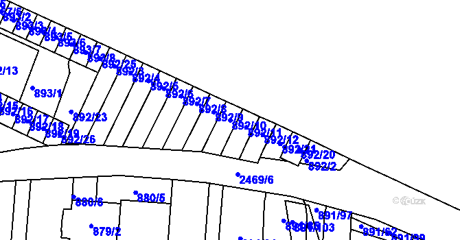 Parcela st. 892/10 v KÚ Jeseník, Katastrální mapa