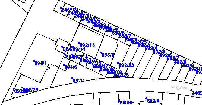 Parcela st. 893/1 v KÚ Jeseník, Katastrální mapa