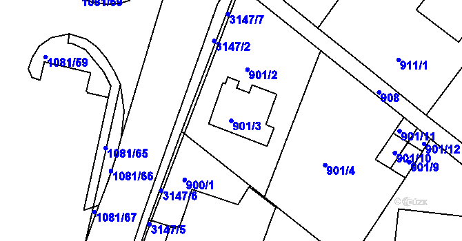 Parcela st. 901/3 v KÚ Jeseník, Katastrální mapa