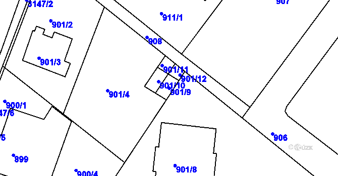 Parcela st. 901/9 v KÚ Jeseník, Katastrální mapa