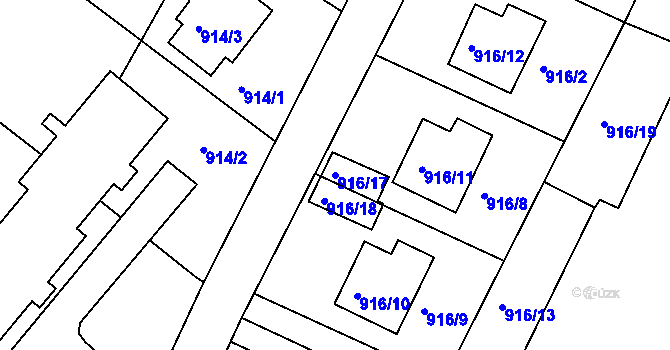 Parcela st. 916/17 v KÚ Jeseník, Katastrální mapa
