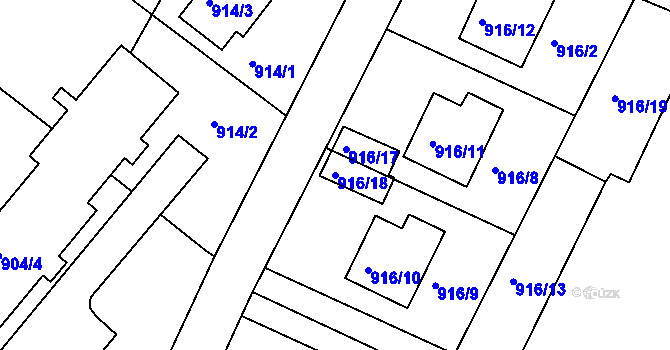 Parcela st. 916/18 v KÚ Jeseník, Katastrální mapa