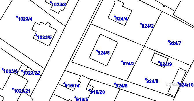 Parcela st. 924/5 v KÚ Jeseník, Katastrální mapa