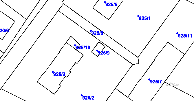 Parcela st. 925/9 v KÚ Jeseník, Katastrální mapa