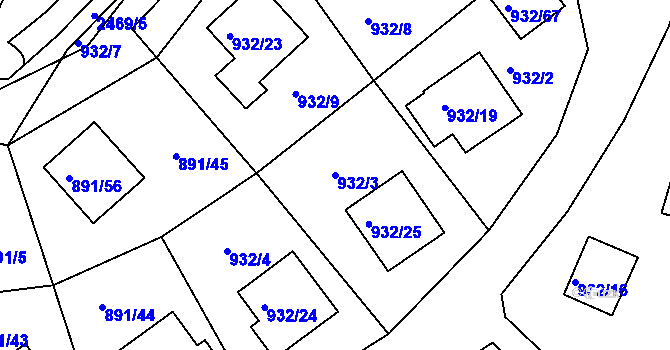 Parcela st. 932/3 v KÚ Jeseník, Katastrální mapa