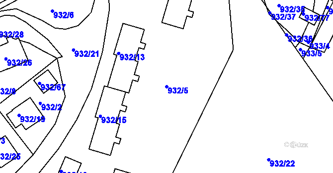 Parcela st. 932/5 v KÚ Jeseník, Katastrální mapa