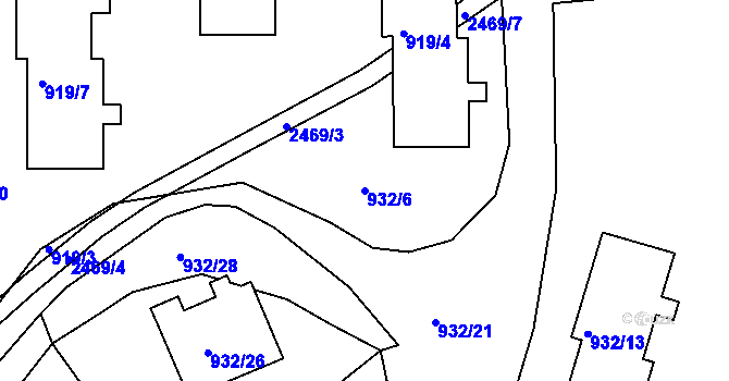 Parcela st. 932/6 v KÚ Jeseník, Katastrální mapa