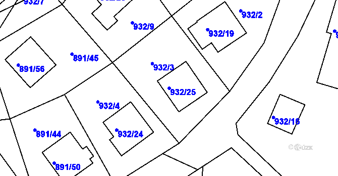 Parcela st. 932/25 v KÚ Jeseník, Katastrální mapa