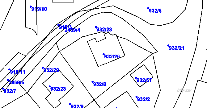 Parcela st. 932/26 v KÚ Jeseník, Katastrální mapa