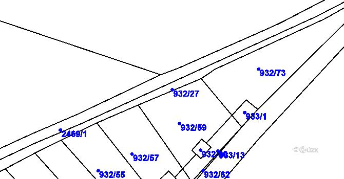 Parcela st. 932/27 v KÚ Jeseník, Katastrální mapa