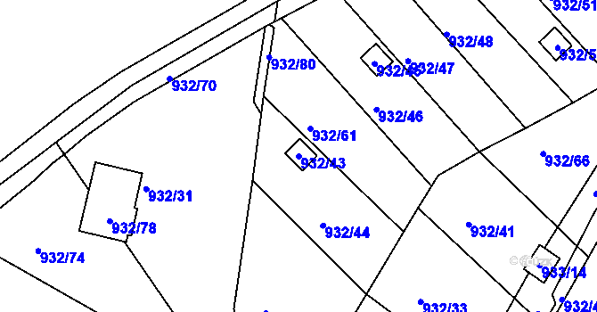 Parcela st. 932/43 v KÚ Jeseník, Katastrální mapa