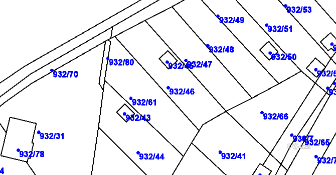 Parcela st. 932/46 v KÚ Jeseník, Katastrální mapa