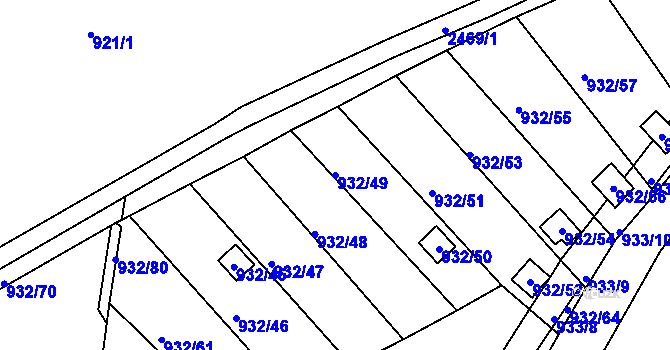 Parcela st. 932/49 v KÚ Jeseník, Katastrální mapa