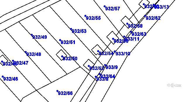 Parcela st. 932/54 v KÚ Jeseník, Katastrální mapa
