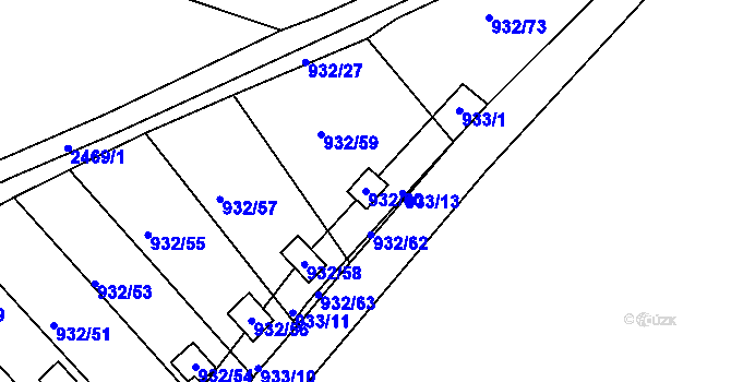 Parcela st. 932/60 v KÚ Jeseník, Katastrální mapa