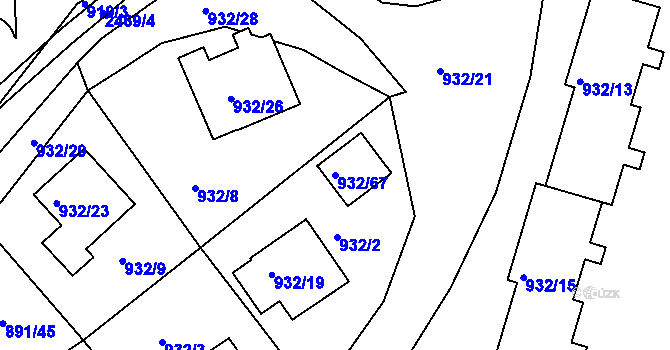 Parcela st. 932/67 v KÚ Jeseník, Katastrální mapa