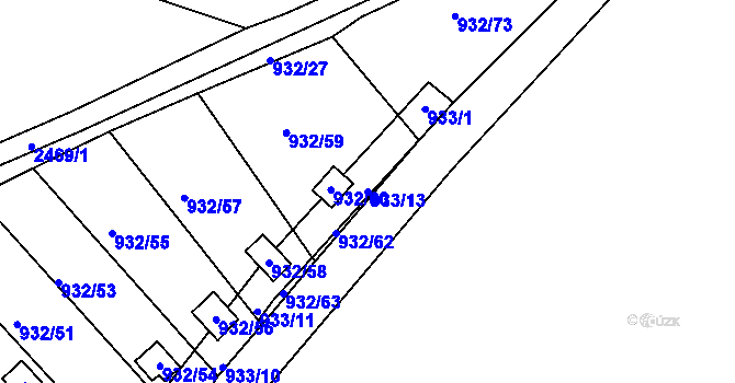 Parcela st. 933/13 v KÚ Jeseník, Katastrální mapa