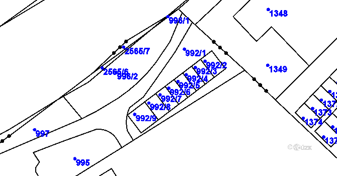 Parcela st. 992/6 v KÚ Jeseník, Katastrální mapa