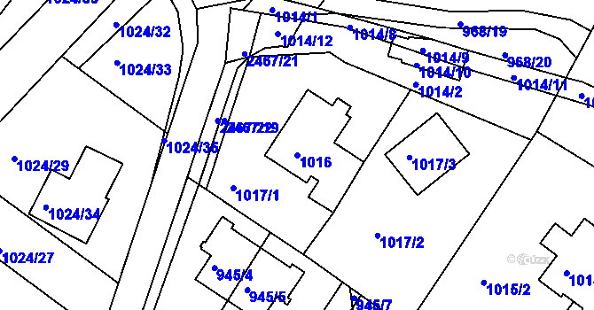 Parcela st. 1016 v KÚ Jeseník, Katastrální mapa