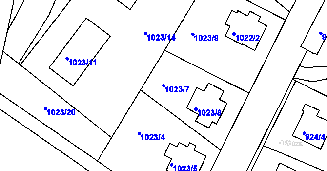 Parcela st. 1023/7 v KÚ Jeseník, Katastrální mapa