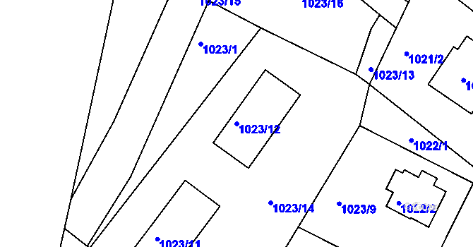 Parcela st. 1023/12 v KÚ Jeseník, Katastrální mapa