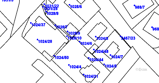 Parcela st. 1024/6 v KÚ Jeseník, Katastrální mapa