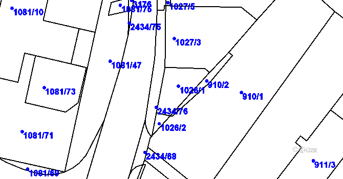 Parcela st. 1026 v KÚ Jeseník, Katastrální mapa