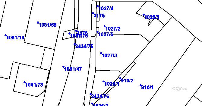 Parcela st. 1027/3 v KÚ Jeseník, Katastrální mapa