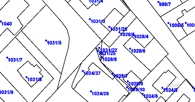 Parcela st. 1031/25 v KÚ Jeseník, Katastrální mapa