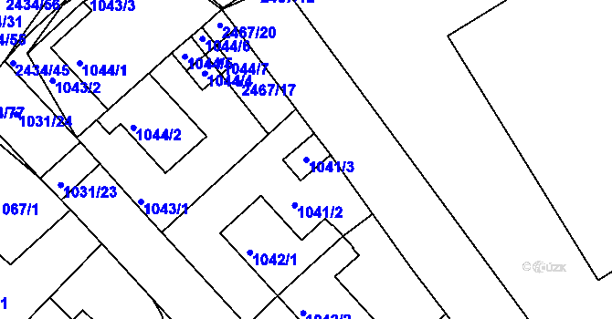 Parcela st. 1041/3 v KÚ Jeseník, Katastrální mapa