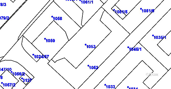 Parcela st. 1053 v KÚ Jeseník, Katastrální mapa