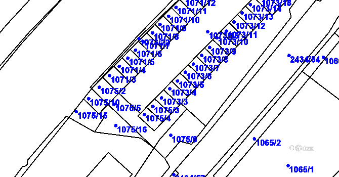 Parcela st. 1073/4 v KÚ Jeseník, Katastrální mapa