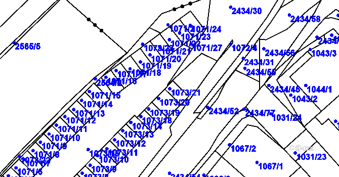 Parcela st. 1073/21 v KÚ Jeseník, Katastrální mapa