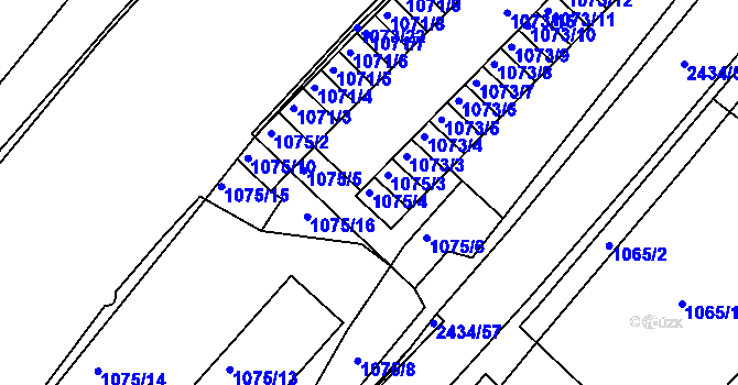 Parcela st. 1075/4 v KÚ Jeseník, Katastrální mapa