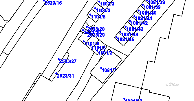 Parcela st. 1101/2 v KÚ Jeseník, Katastrální mapa