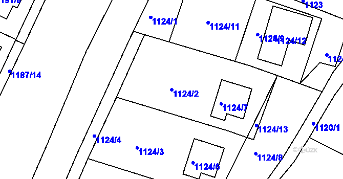 Parcela st. 1124/2 v KÚ Jeseník, Katastrální mapa