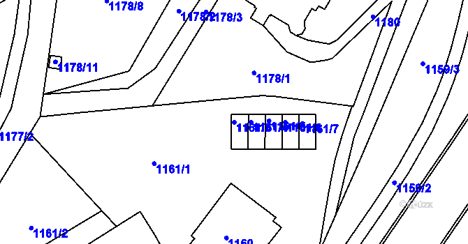 Parcela st. 1161/3 v KÚ Jeseník, Katastrální mapa