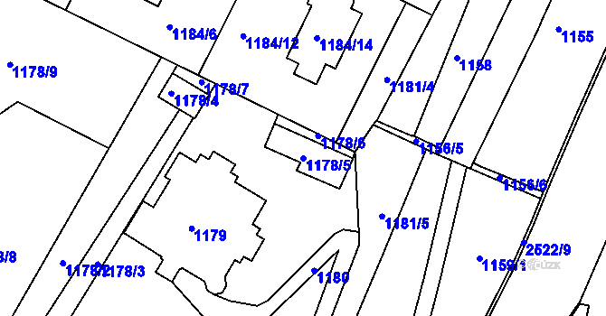 Parcela st. 1178/5 v KÚ Jeseník, Katastrální mapa