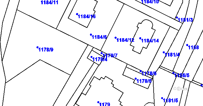 Parcela st. 1178/7 v KÚ Jeseník, Katastrální mapa
