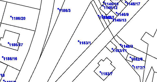 Parcela st. 1183/1 v KÚ Jeseník, Katastrální mapa