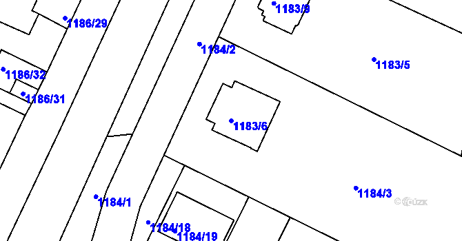 Parcela st. 1183/6 v KÚ Jeseník, Katastrální mapa