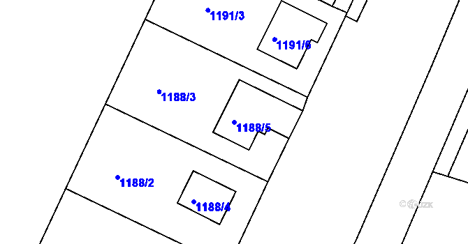 Parcela st. 1188/5 v KÚ Jeseník, Katastrální mapa
