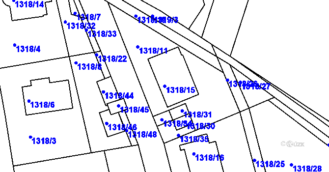 Parcela st. 1318/15 v KÚ Jeseník, Katastrální mapa