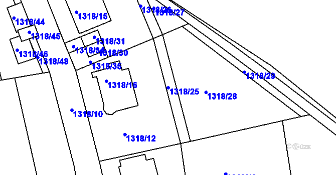 Parcela st. 1318/25 v KÚ Jeseník, Katastrální mapa