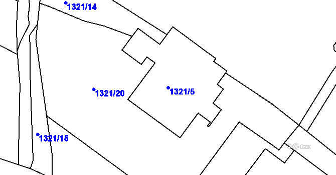 Parcela st. 1321/5 v KÚ Jeseník, Katastrální mapa