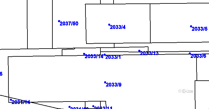 Parcela st. 2033/1 v KÚ Jeseník, Katastrální mapa