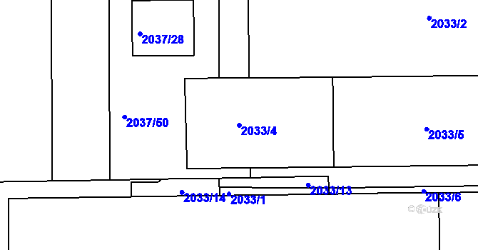 Parcela st. 2033/4 v KÚ Jeseník, Katastrální mapa